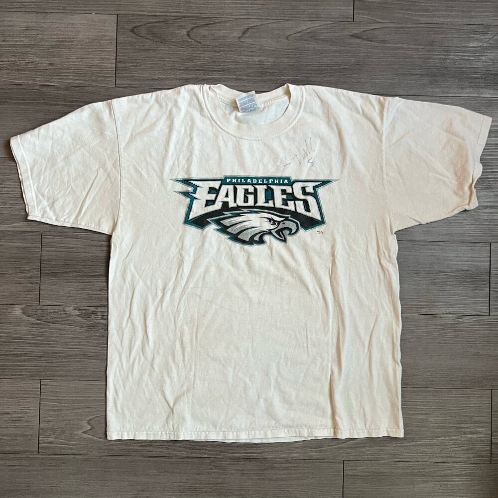 Y2K NFL Philadelphia Eagles Signed T-Shirt White Logo Gildan Size XL